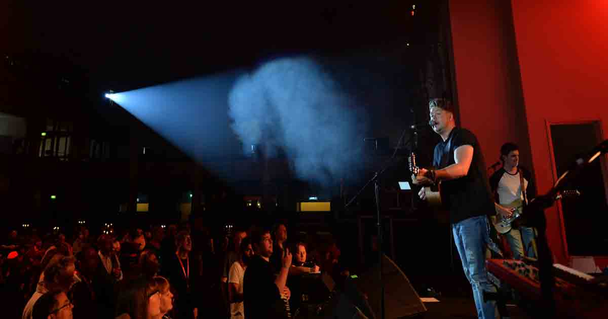 Jake Morrell perfroms on the main stage At The British Country Music Festival 2019