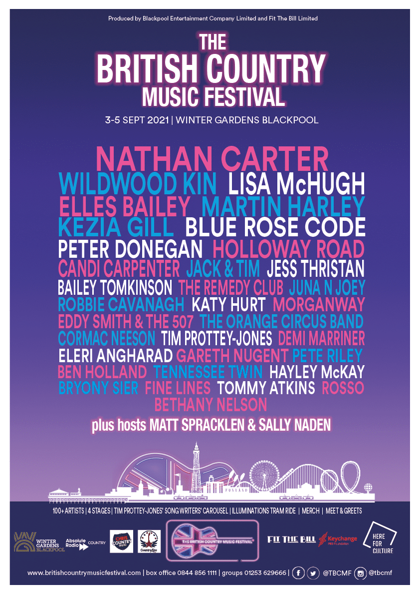 Line-Up Poster for The BritishCountry Music Festival 2021