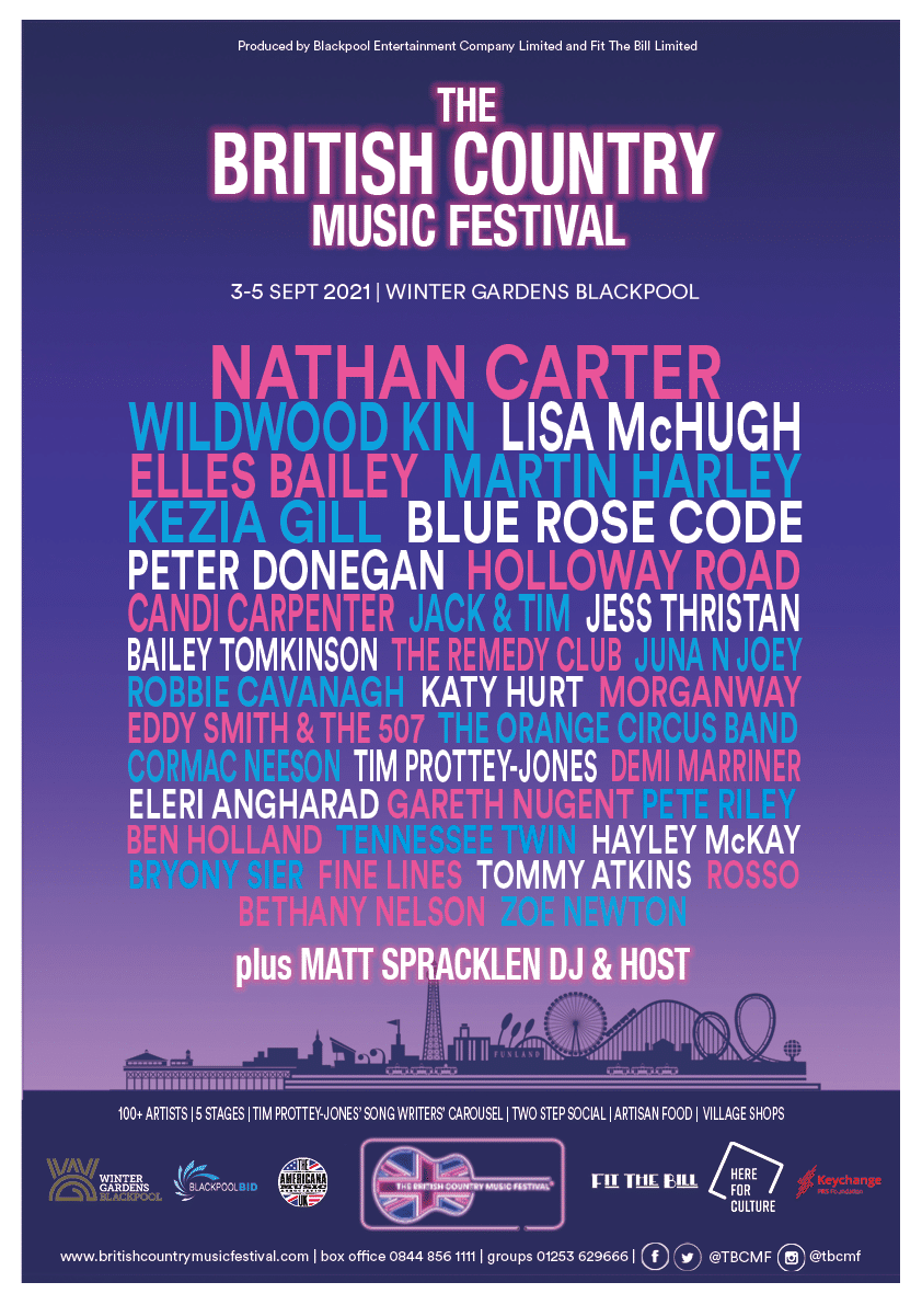 Line-Up Poster for The BritishCountry Music Festival 2021