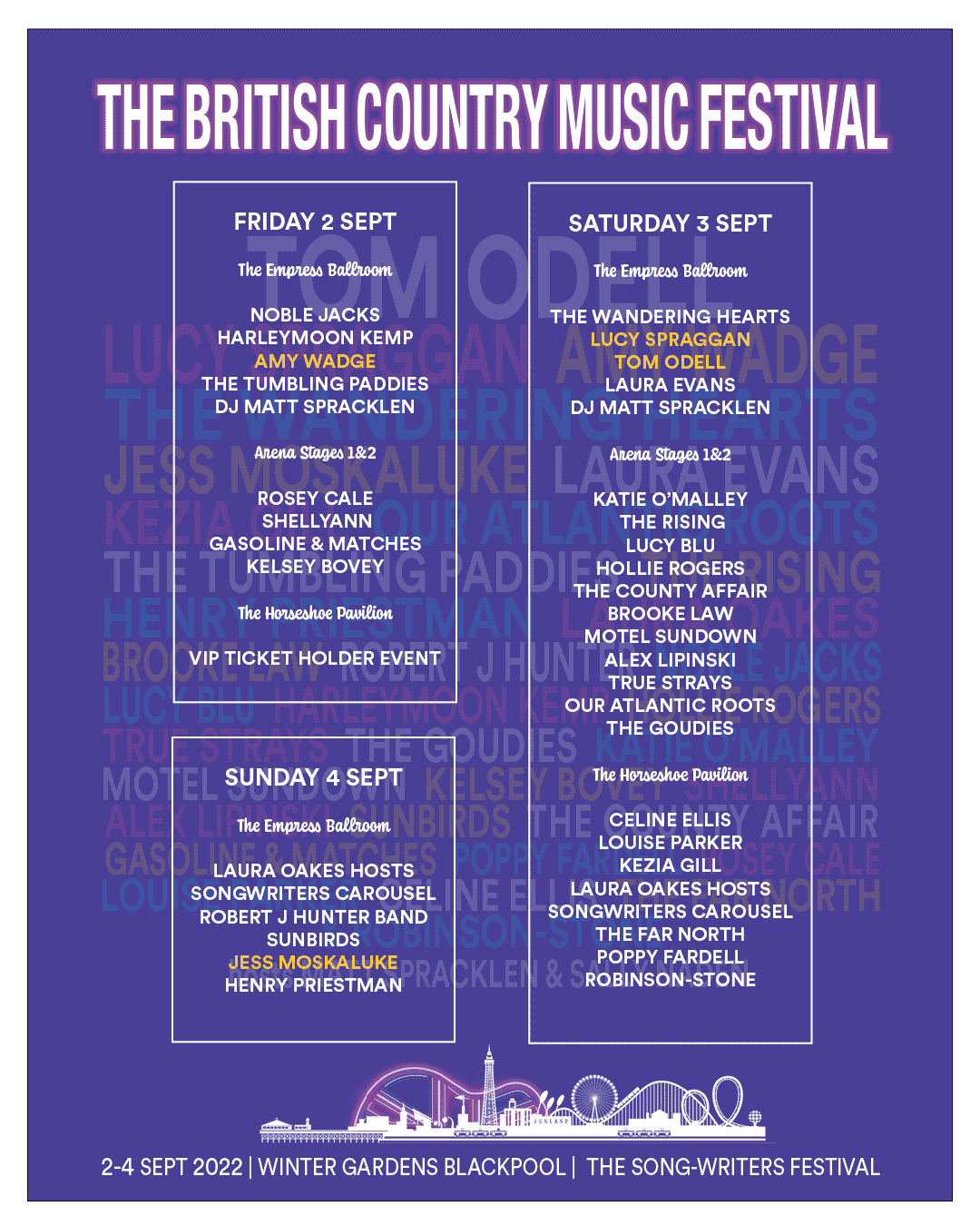 Day Splits for The British Country Music Festival