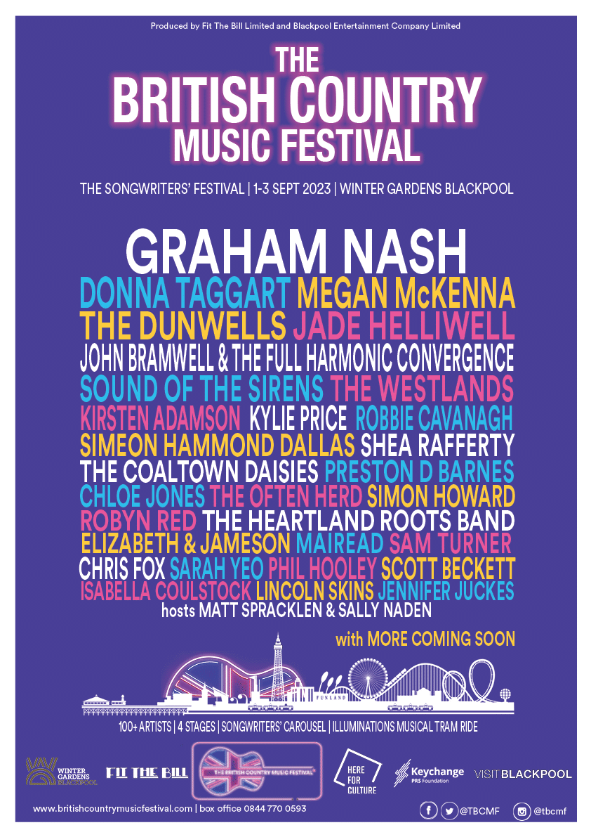 The 2023 British Country Music Festival line-up poster with Graham Nash